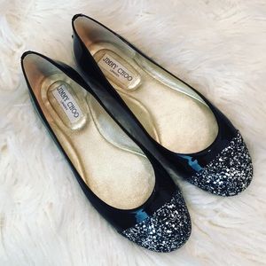 Jimmy Choo Whirl Flats Black/silver Size 38.5